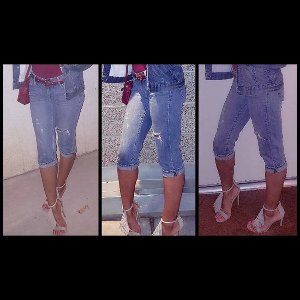 Cute Capri distressed jeans.